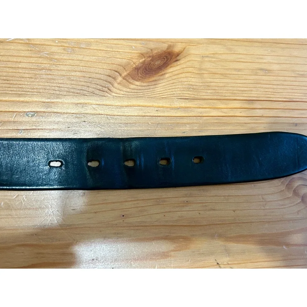 Banana Republic Mens Black Leather Belt Sz 36 Made in Italy Silver Buckle